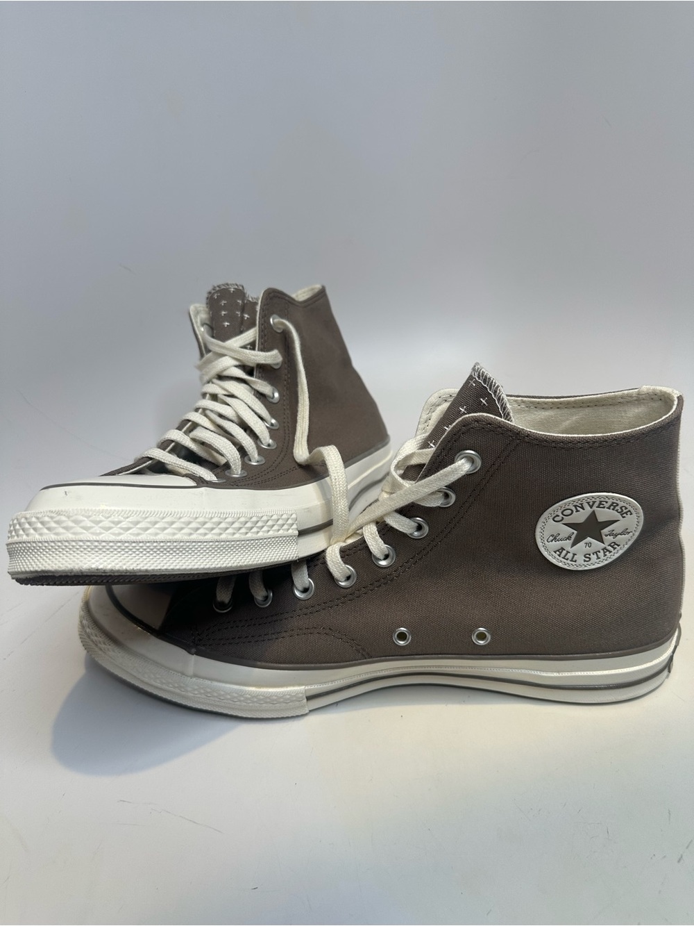 Converse High-Top Canvas Sneakers in Gray and White - Picture 2 of 8